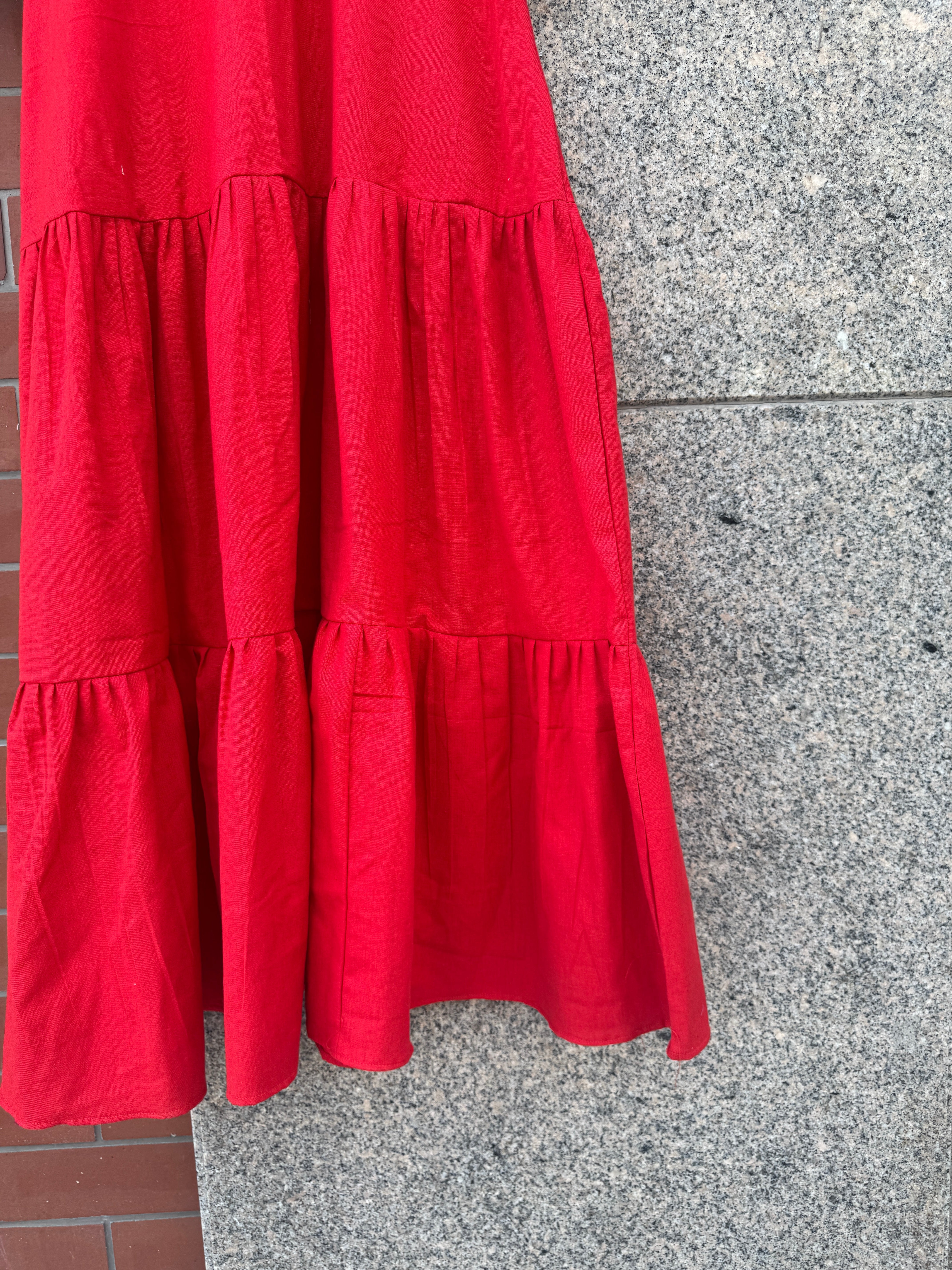 RED HATH BHARAT LINEN DRESS HANDMADEAHOLIC BY MISHKA