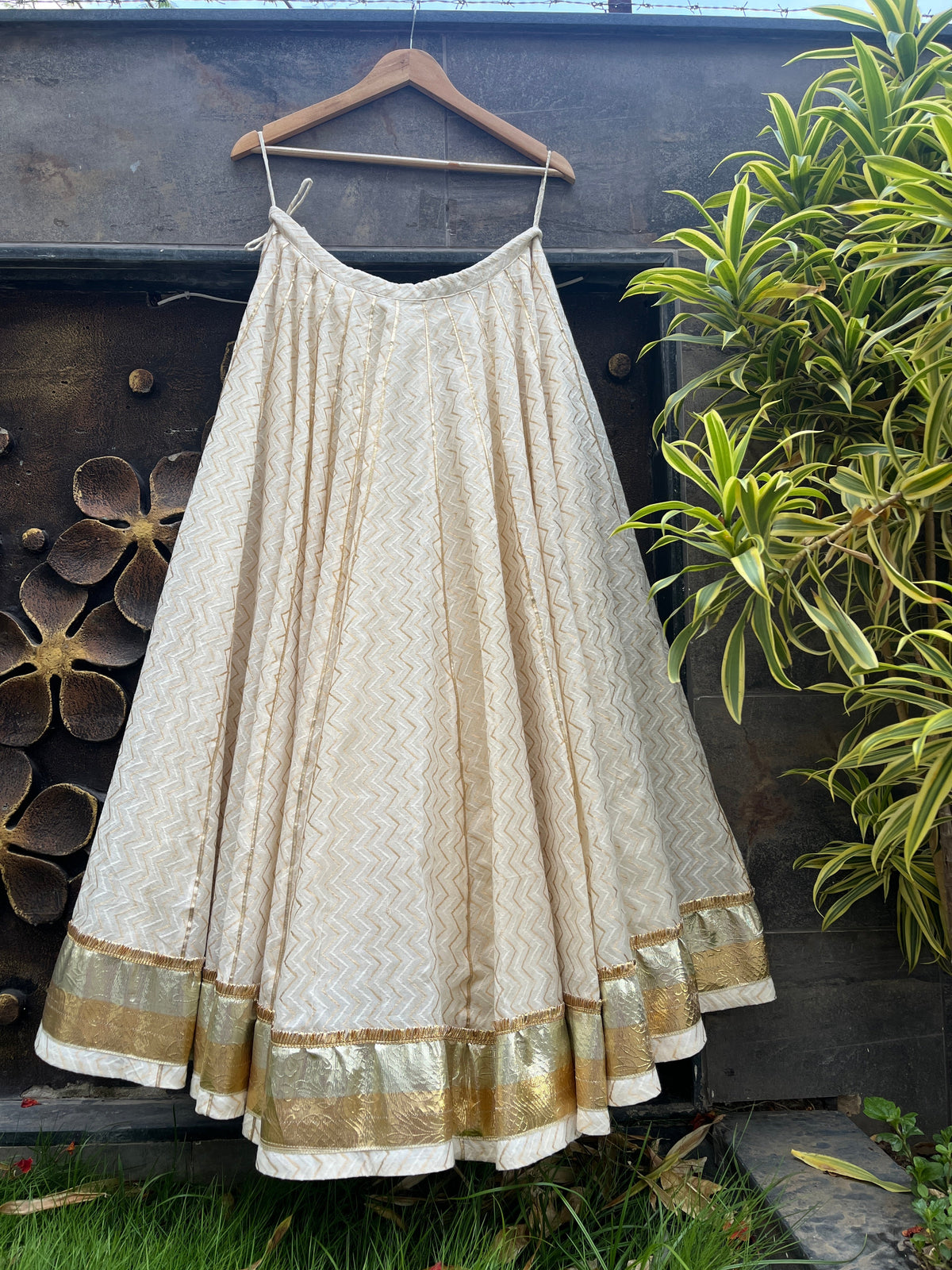 OFF WHITE AND MAROON CHANIYA CHOLI HANDMADEAHOLIC BY MISHKA