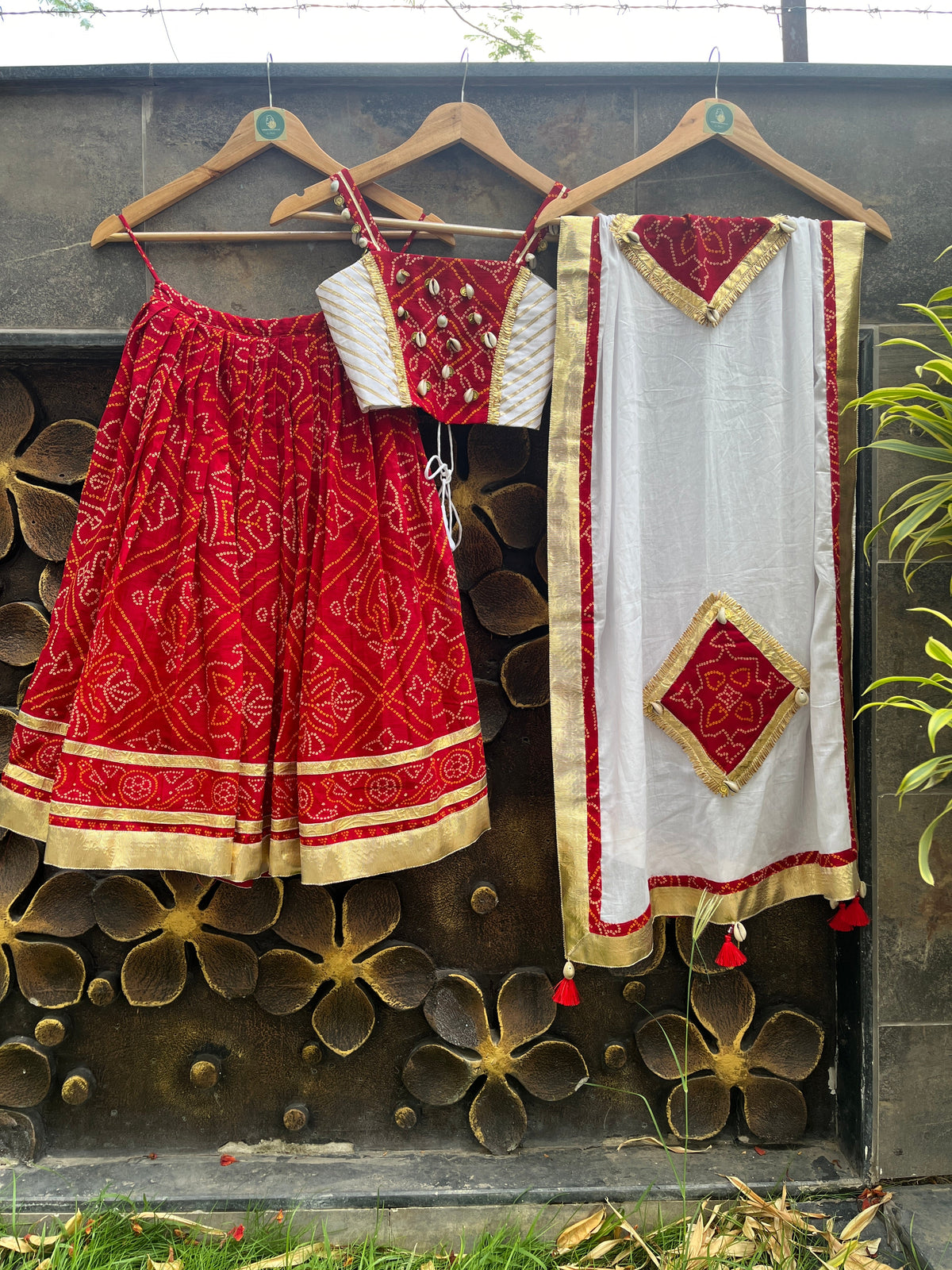 RED BANDHANI KIDS CHOLI HANDMADEAHOLIC BY MISHKA