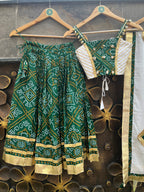 GREEN  BANDHANI KIDS CHOLI HANDMADEAHOLIC BY MISHKA