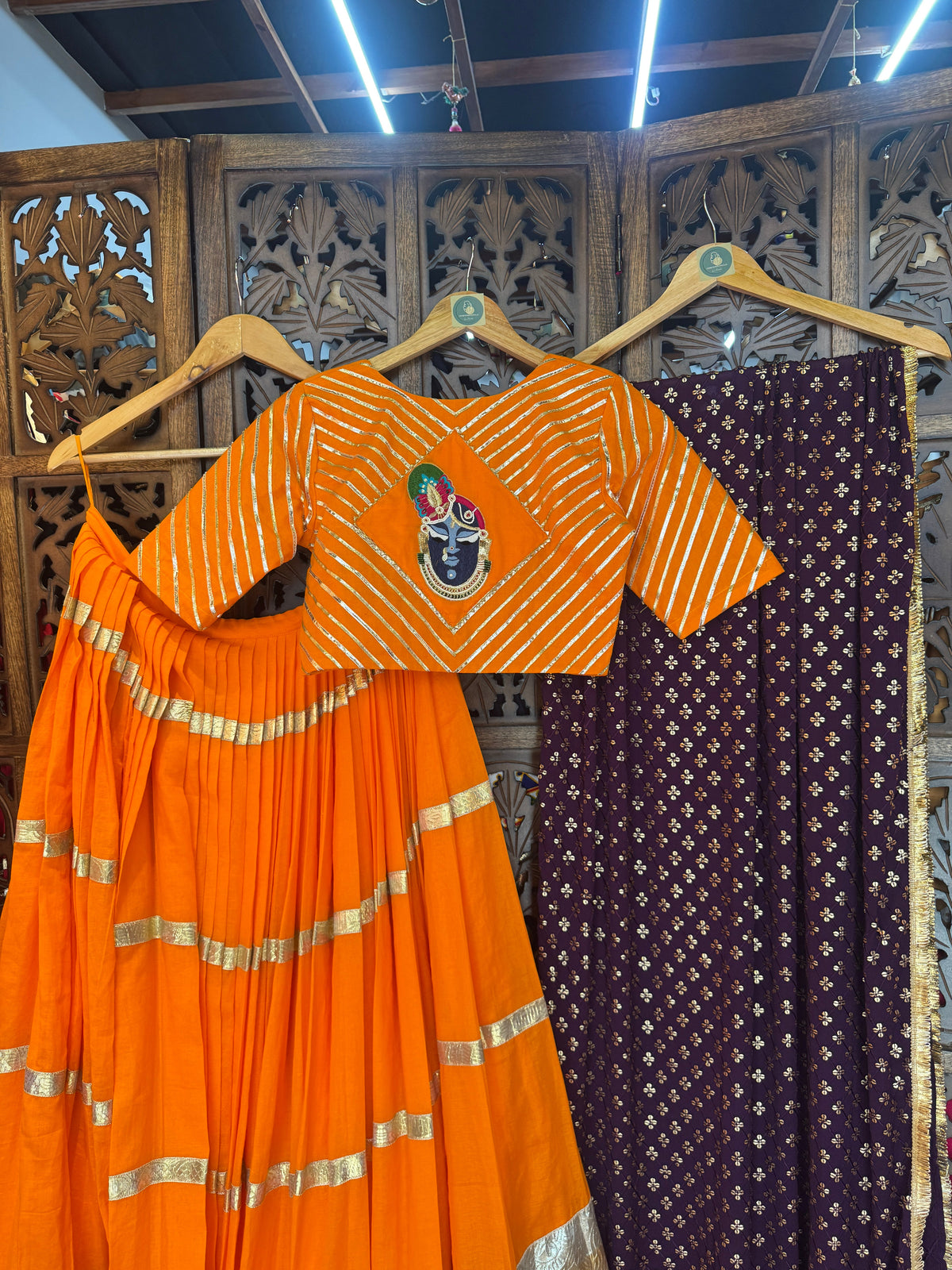 ORANGE MULMUL CHANIYA CHOLI RAAS'25 HANDMADEAHOLIC BY MISHKA
