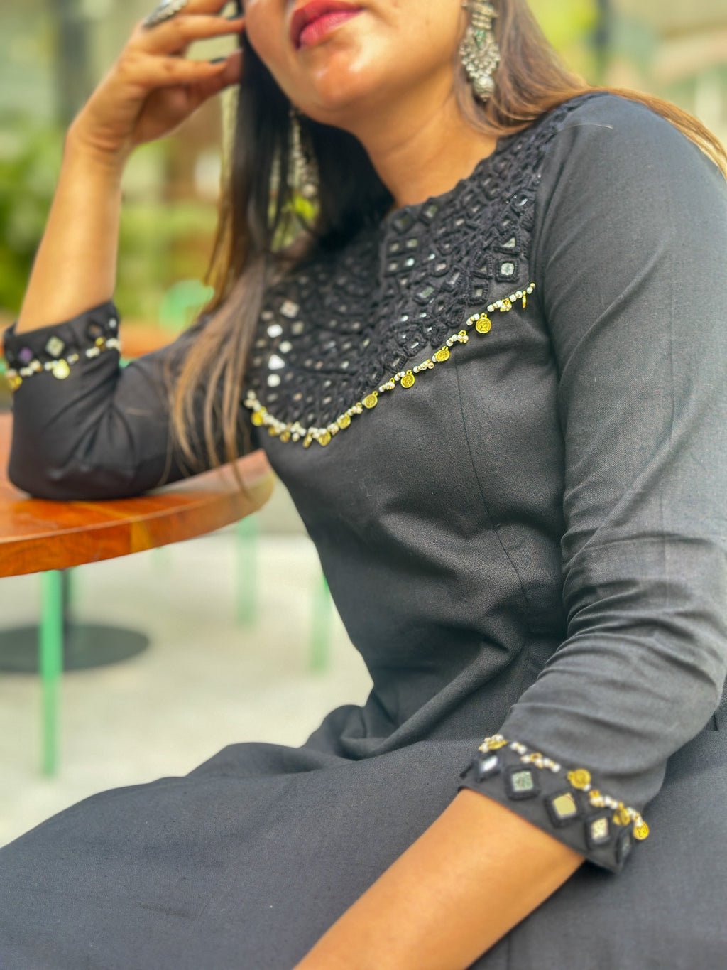 Midnight Mirror Hand-Woven Cotton Kurta & Straight Pant Set - AABHALA COLLECTION HANDMADEAHOLIC BY MISHKA