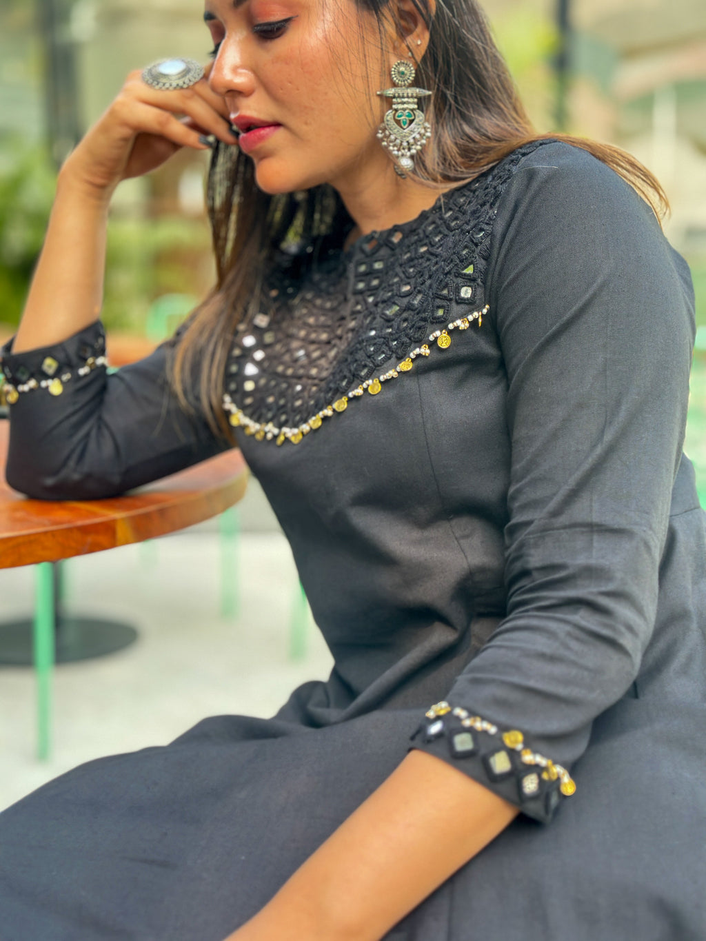 Midnight Mirror Hand-Woven Cotton Kurta & Straight Pant Set - AABHALA COLLECTION HANDMADEAHOLIC BY MISHKA