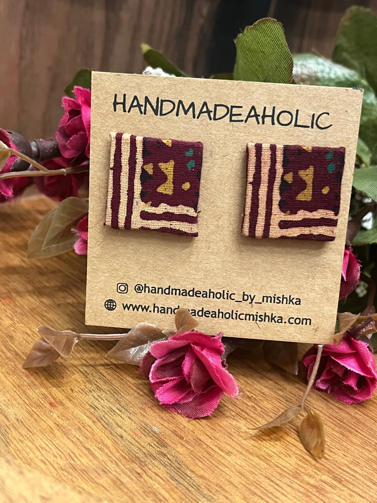 BROWN SQUARE STUD HANDMADEAHOLIC BY MISHKA