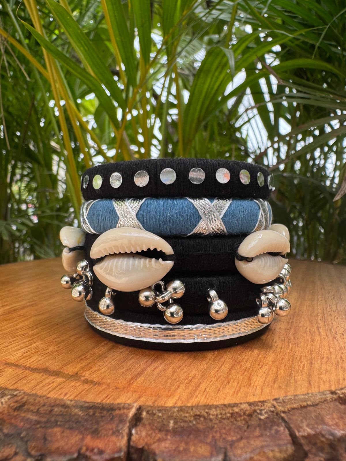 BLACK AND GREY BANGLES HANDMADEAHOLIC BY MISHKA