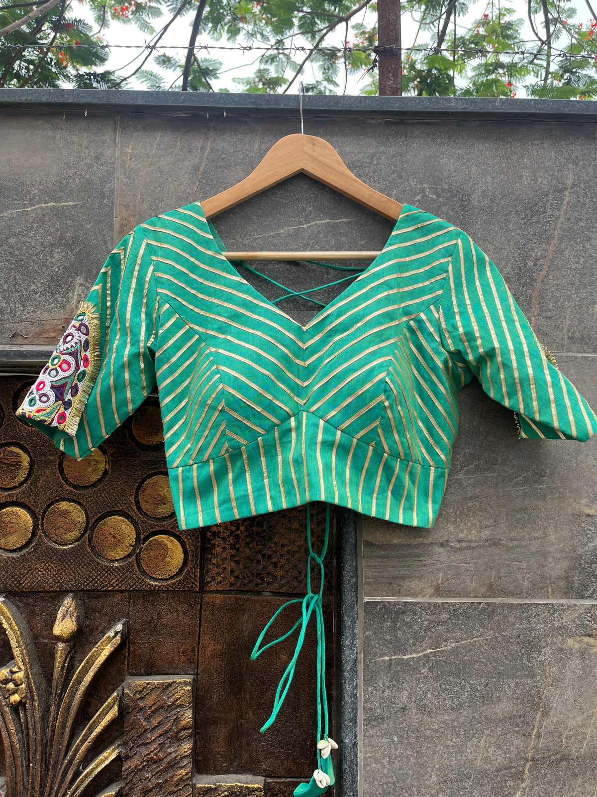 TORTOISE BLOUSE WITH BROWN SKIRT HANDMADEAHOLIC BY MISHKA