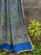 BLUE AND PINK COTTON BANDHANI DUPATTA HANDMADEAHOLIC BY MISHKA
