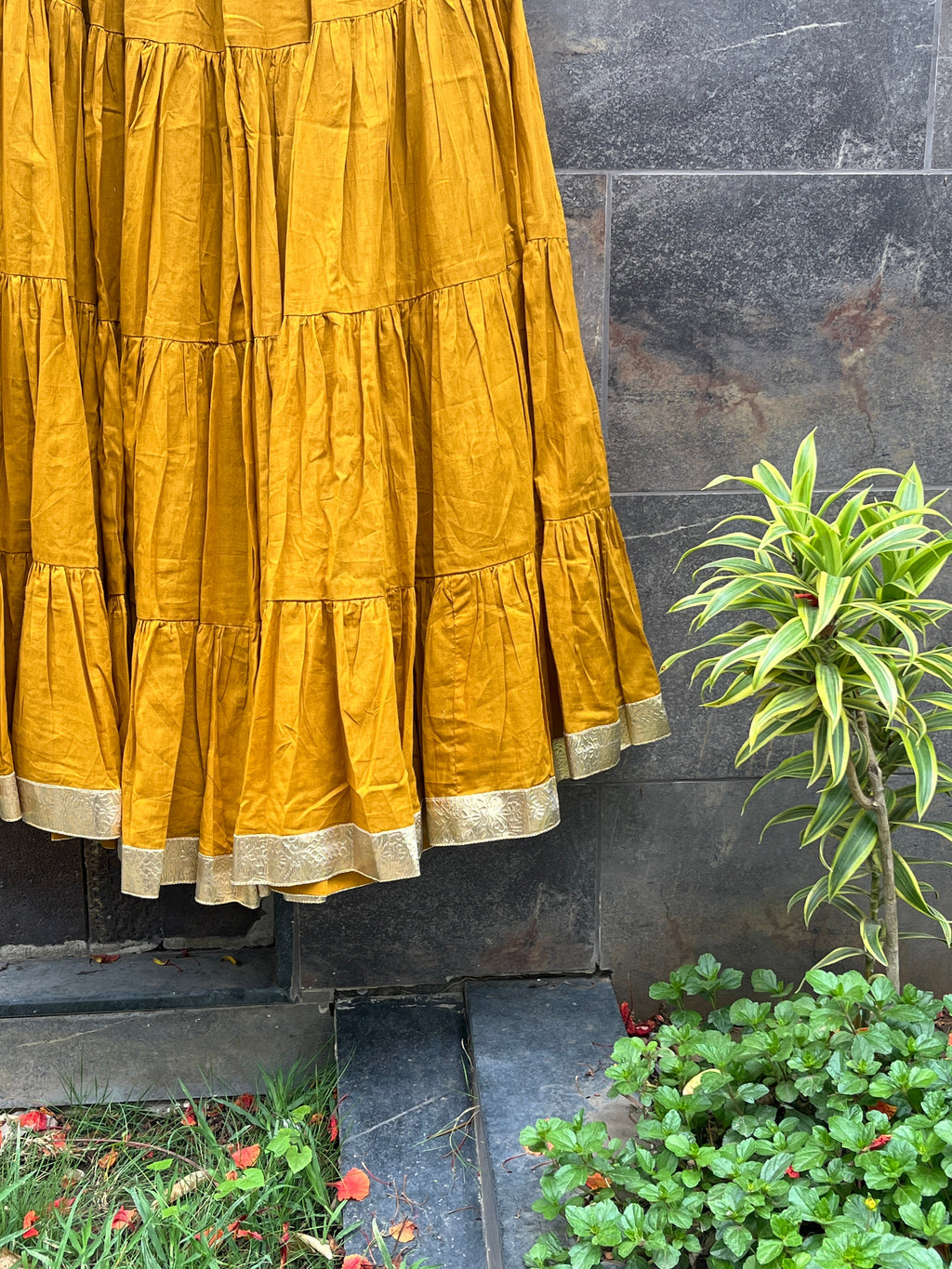 MULMUL COTTON MUSTERD SKIRT HANDMADEAHOLIC BY MISHKA