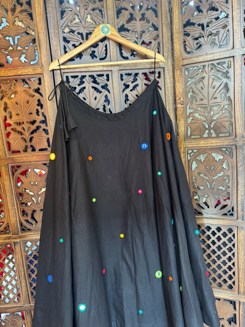 BLACK UMBRELLA MULTI MIRROR WORK SKIRT HANDMADEAHOLIC BY MISHKA