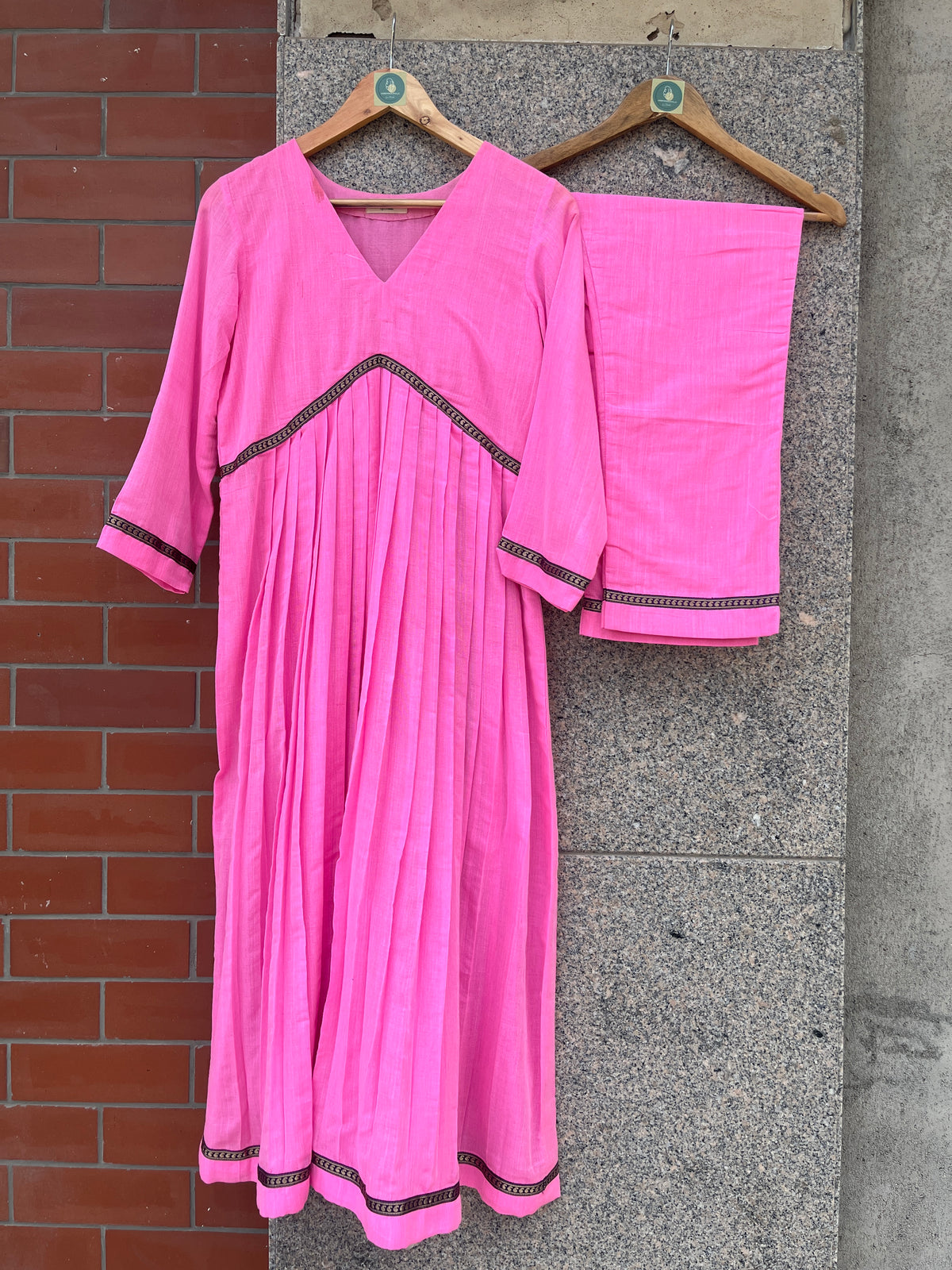 BABY PINK ANARKALI KURTA WITH PANT - handmadeaholicmishka