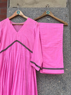 BABY PINK ANARKALI KURTA WITH PANT - handmadeaholicmishka