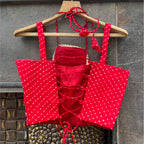 RED BLOUSE WITH LAHERIYA SKIRT HANDMADEAHOLIC BY MISHKA