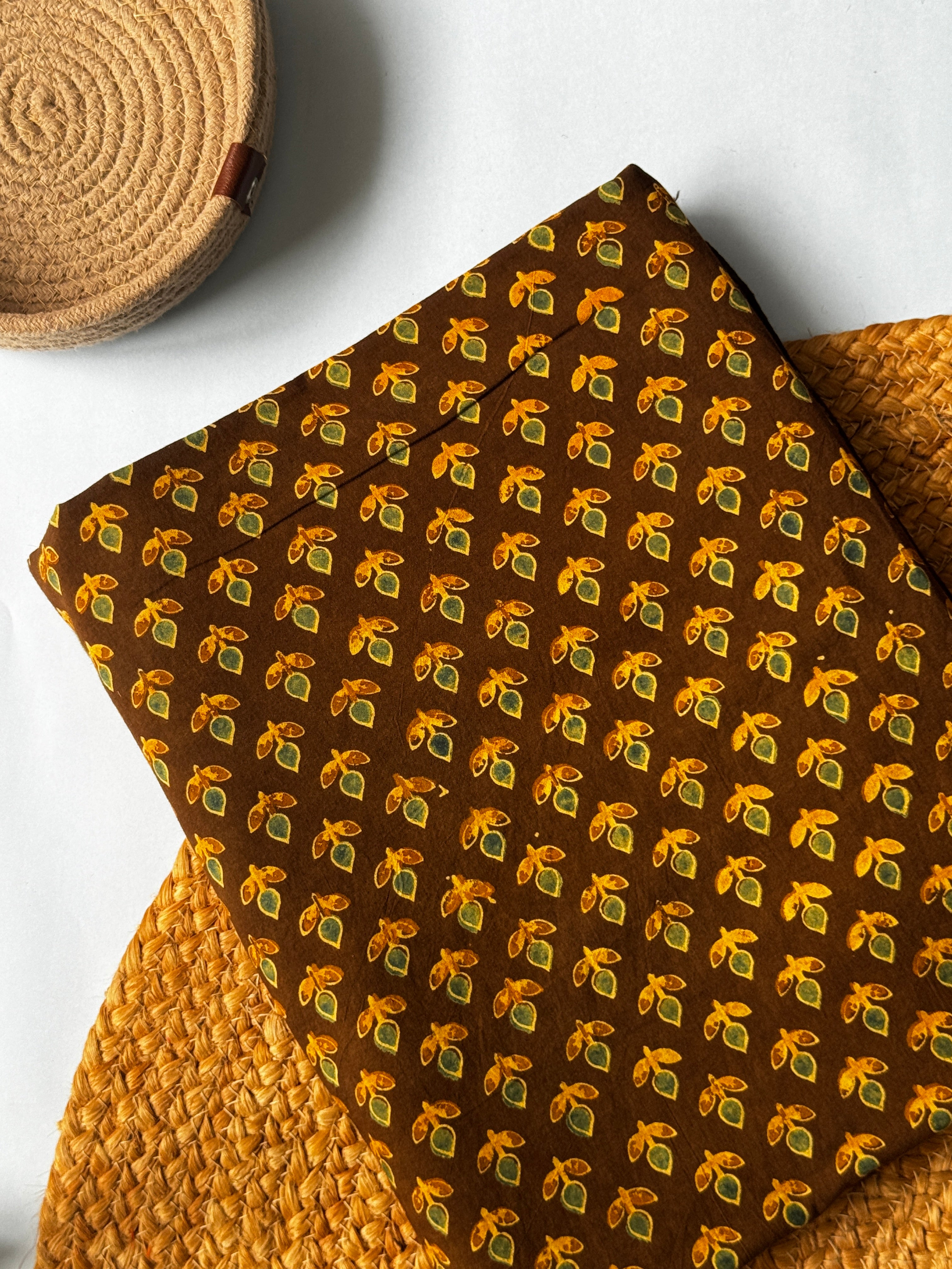 NATURAL AJRAKH HANDBLOCK COTTON FABRIC