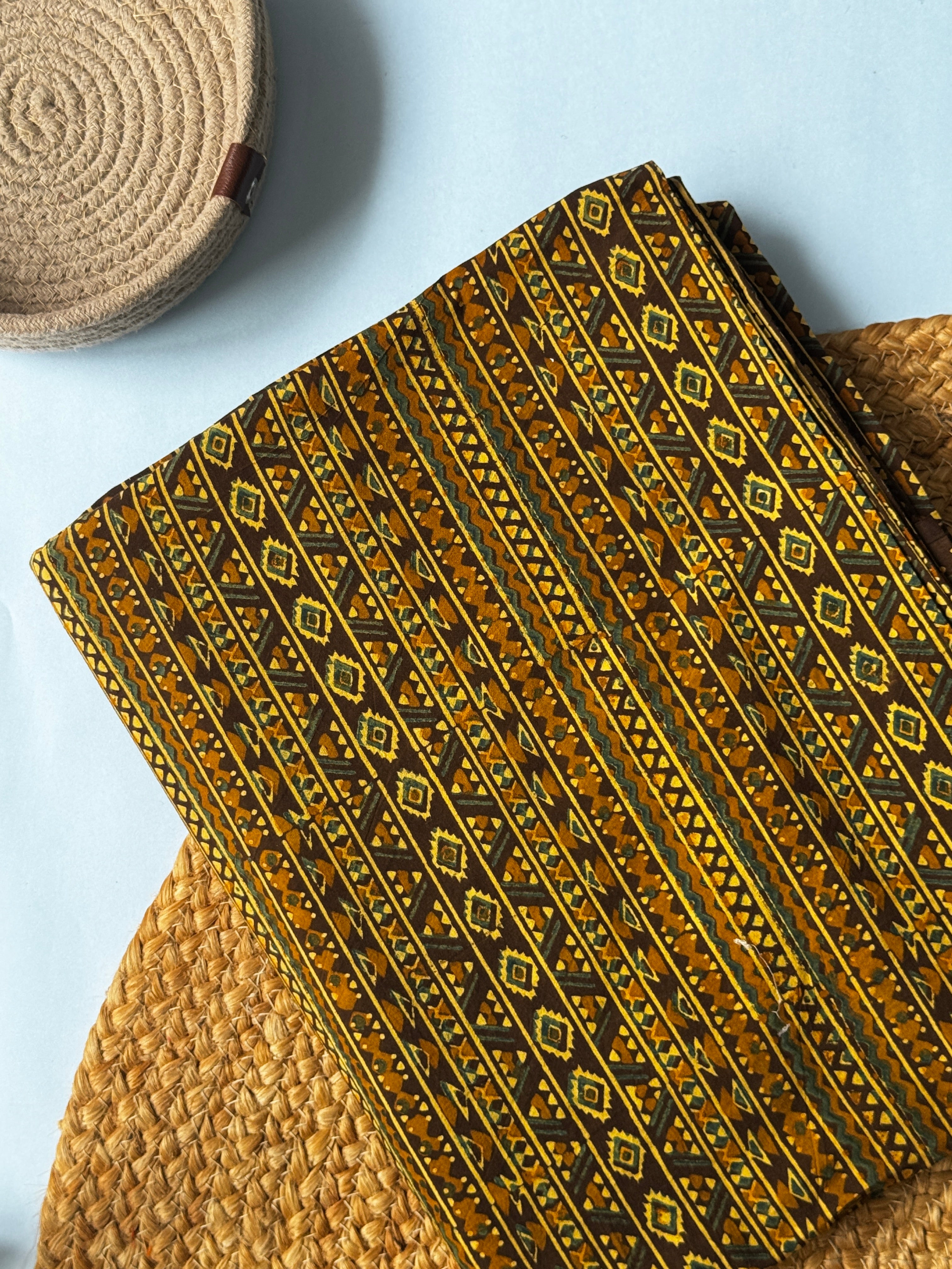 NATURAL AJRAKH HANDBLOCK COTTON FABRIC
