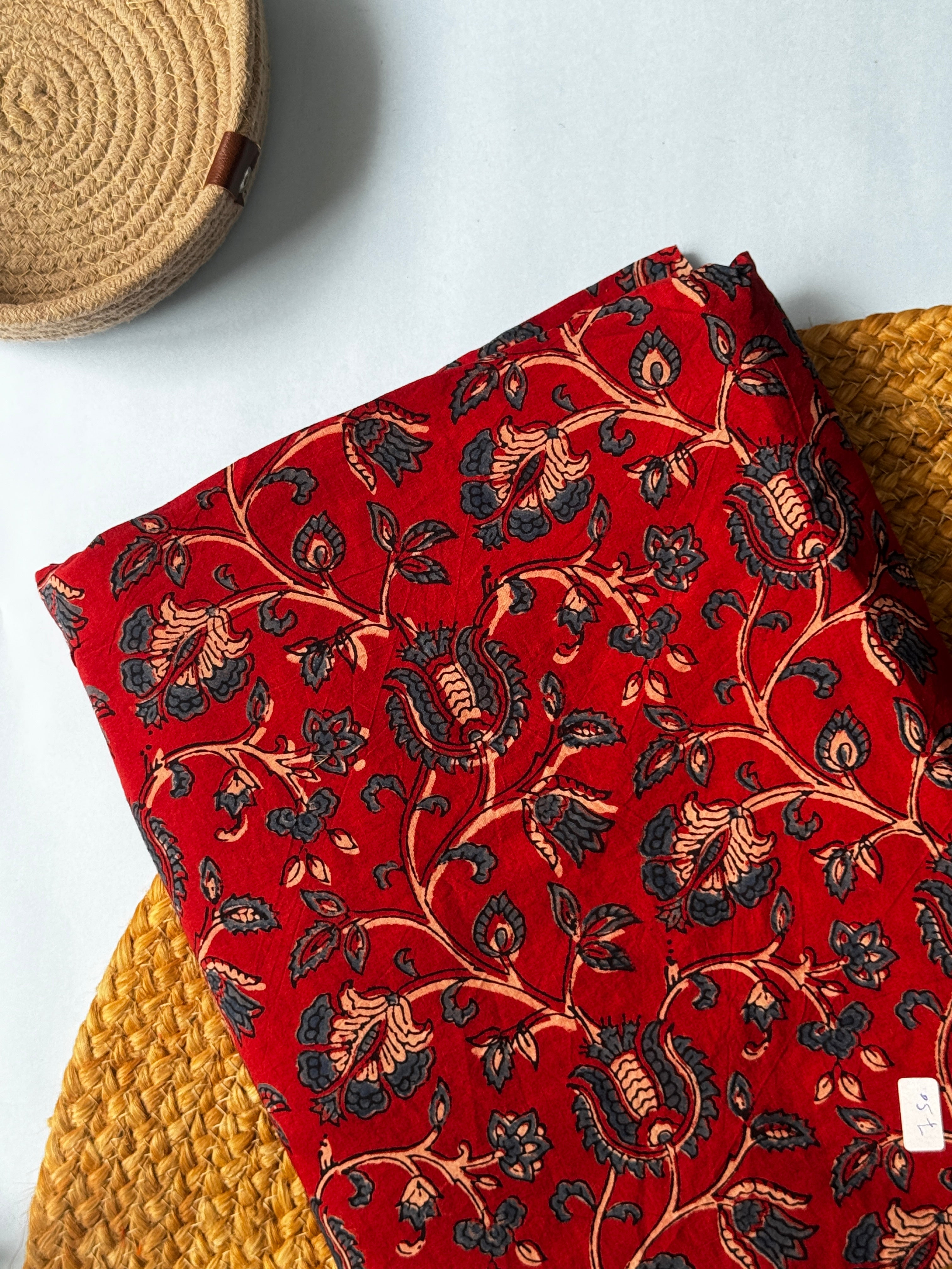 NATURAL AJRAKH HANDBLOCK COTTON FABRIC