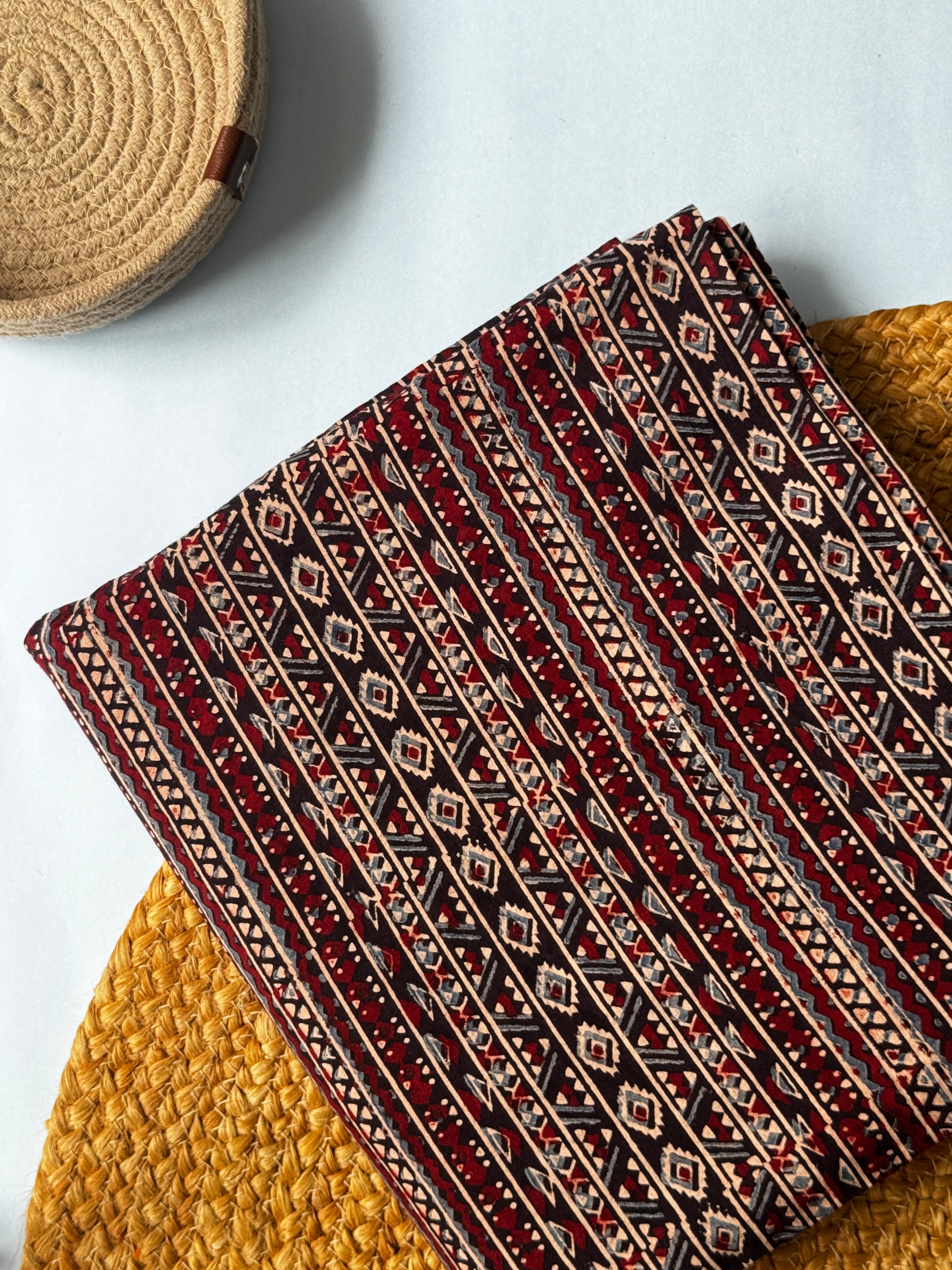 NATURAL AJRAKH HANDBLOCK COTTON FABRIC