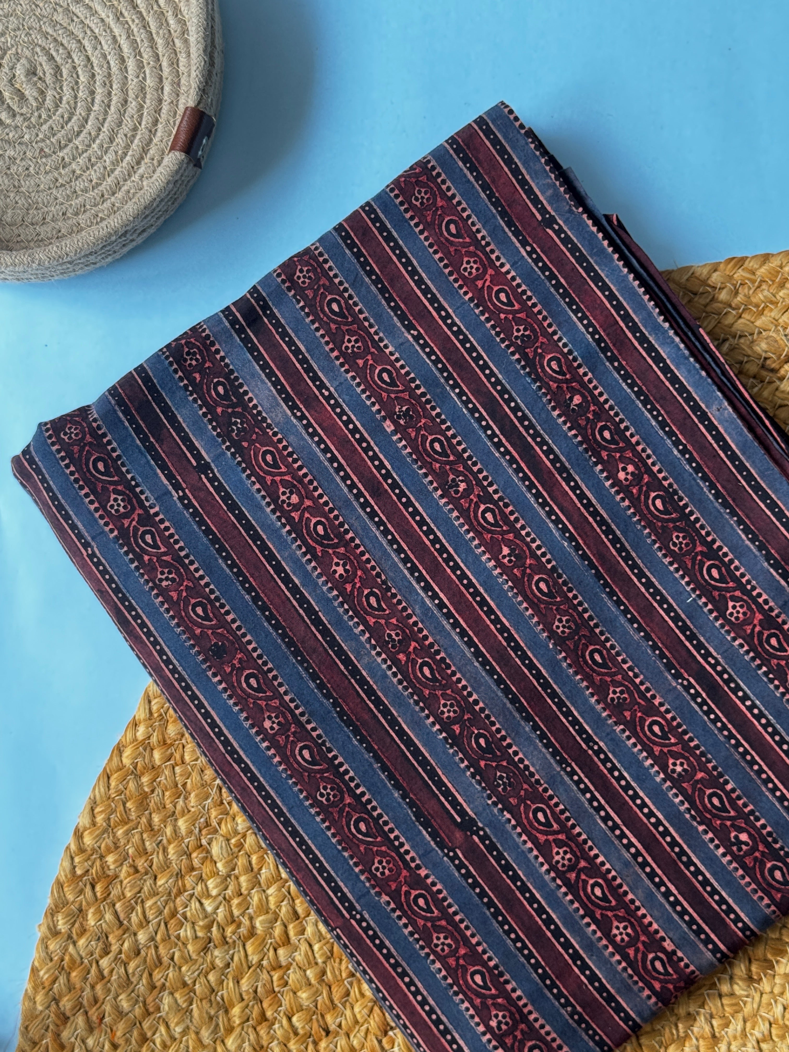 NATURAL AJRAKH HANDBLOCK COTTON FABRIC