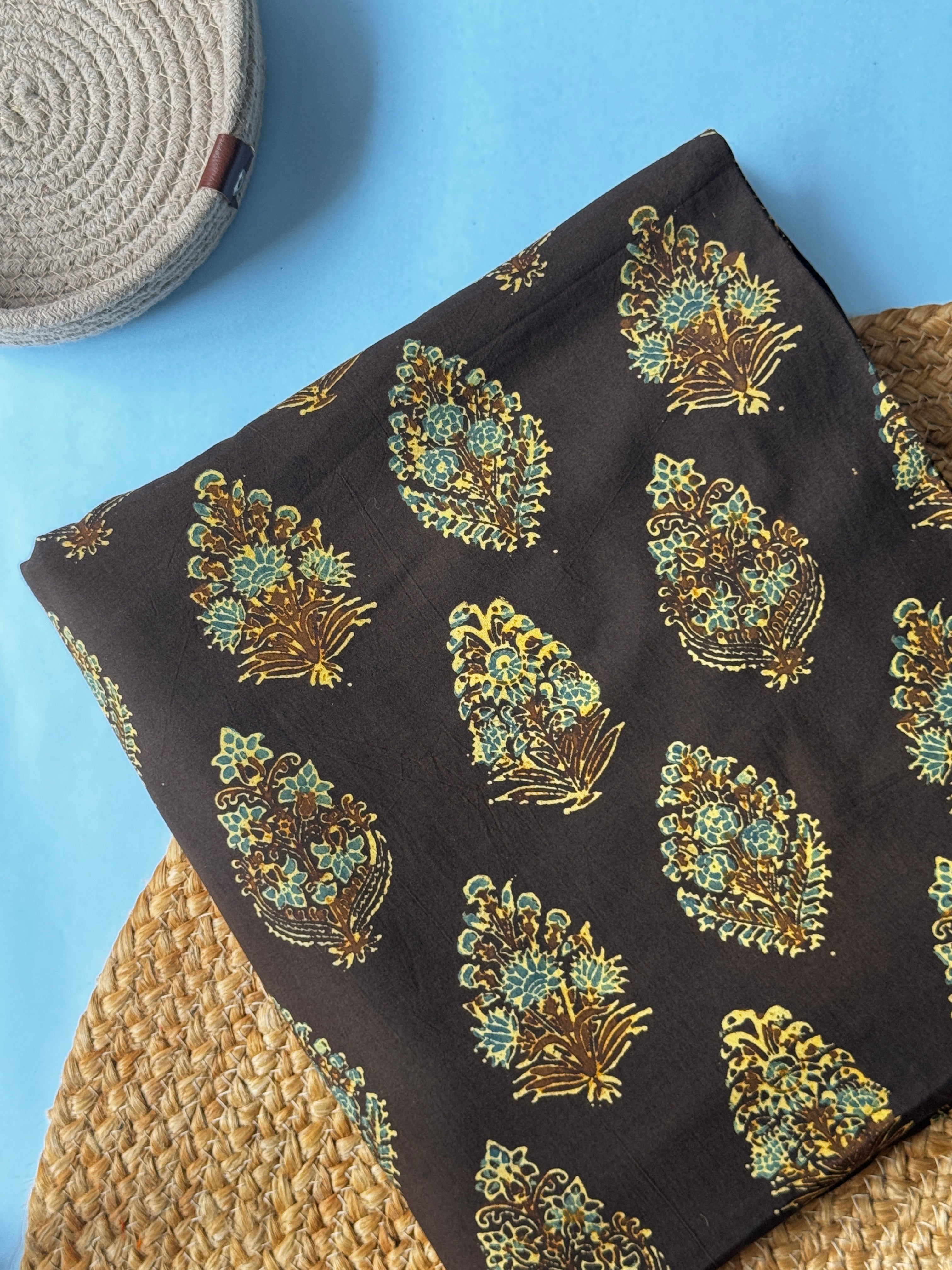 NATURAL AJRAKH HANDBLOCK COTTON FABRIC