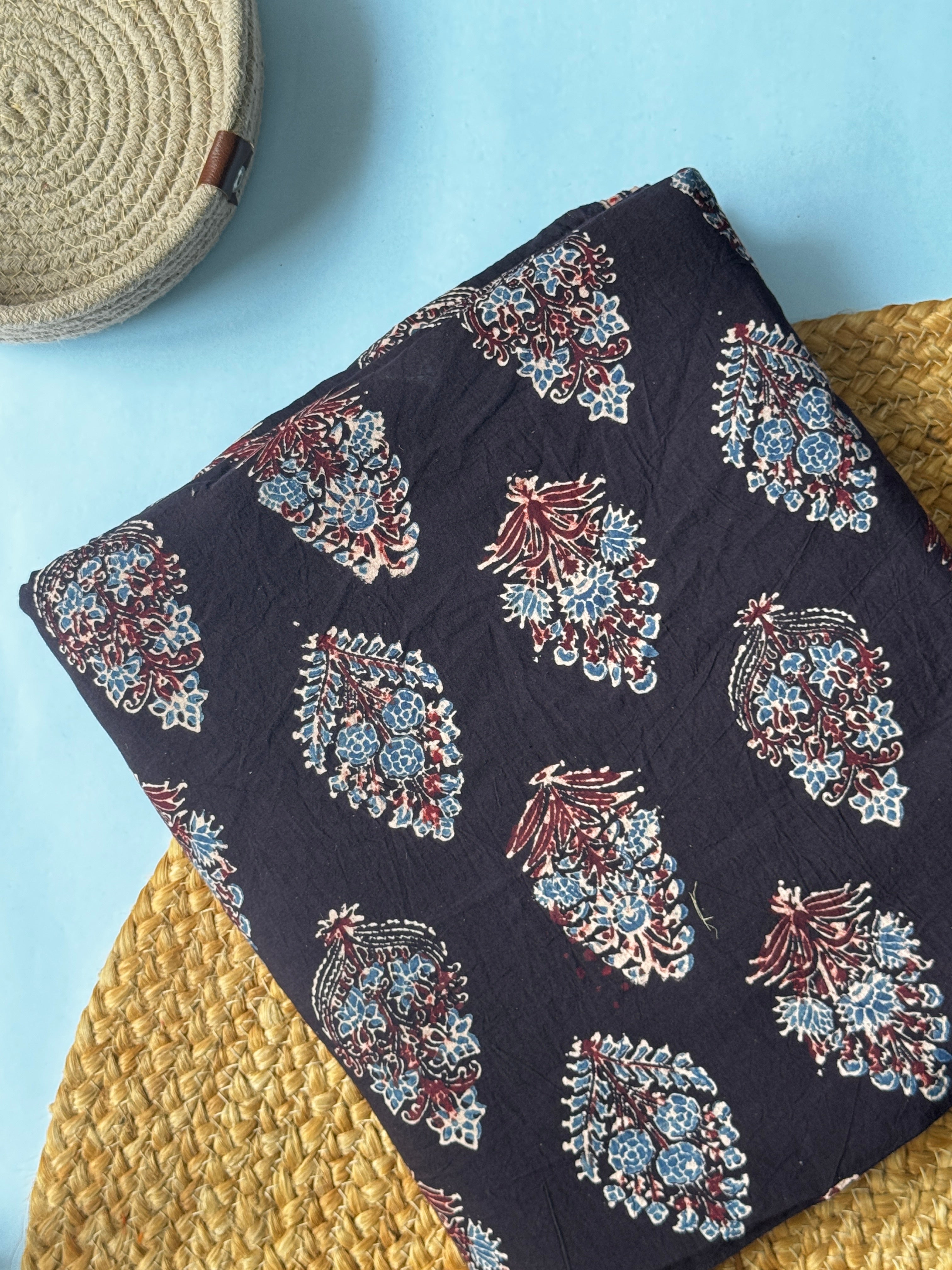 NATURAL AJRAKH HANDBLOCK COTTON FABRIC