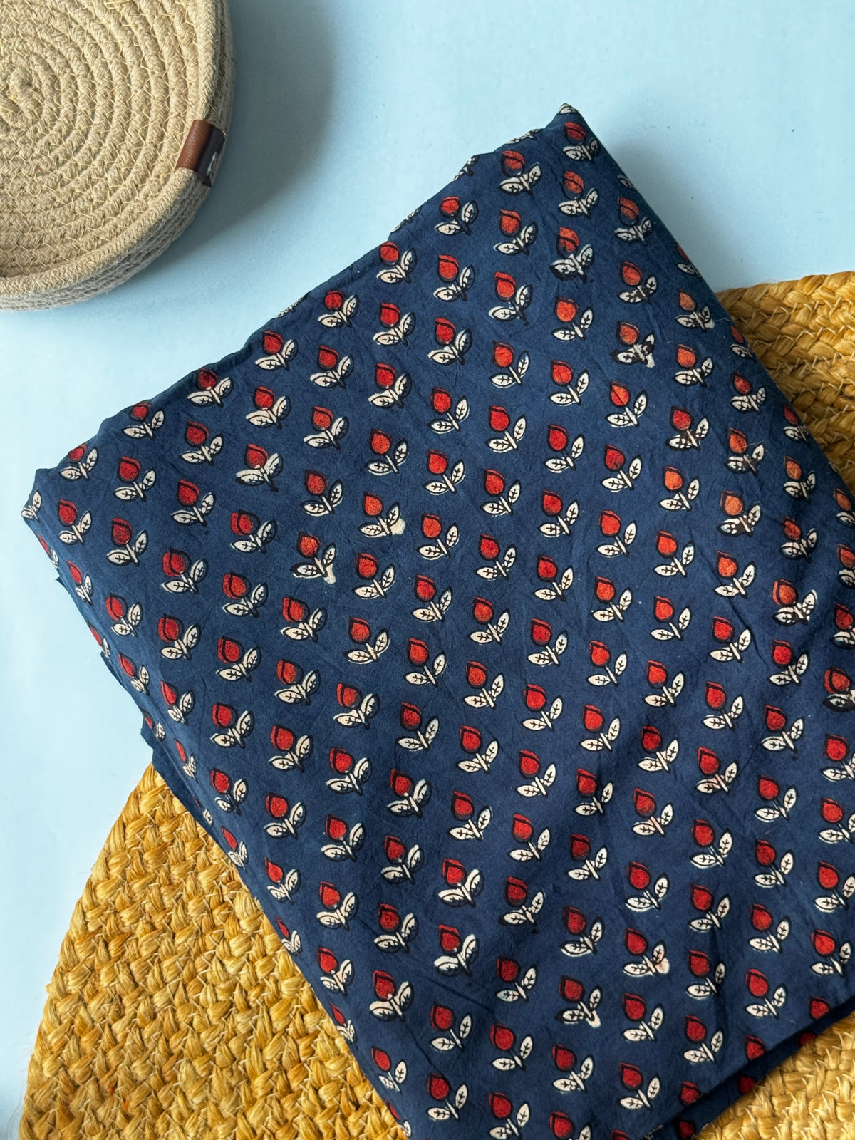 NATURAL AJRAKH HANDBLOCK COTTON FABRIC