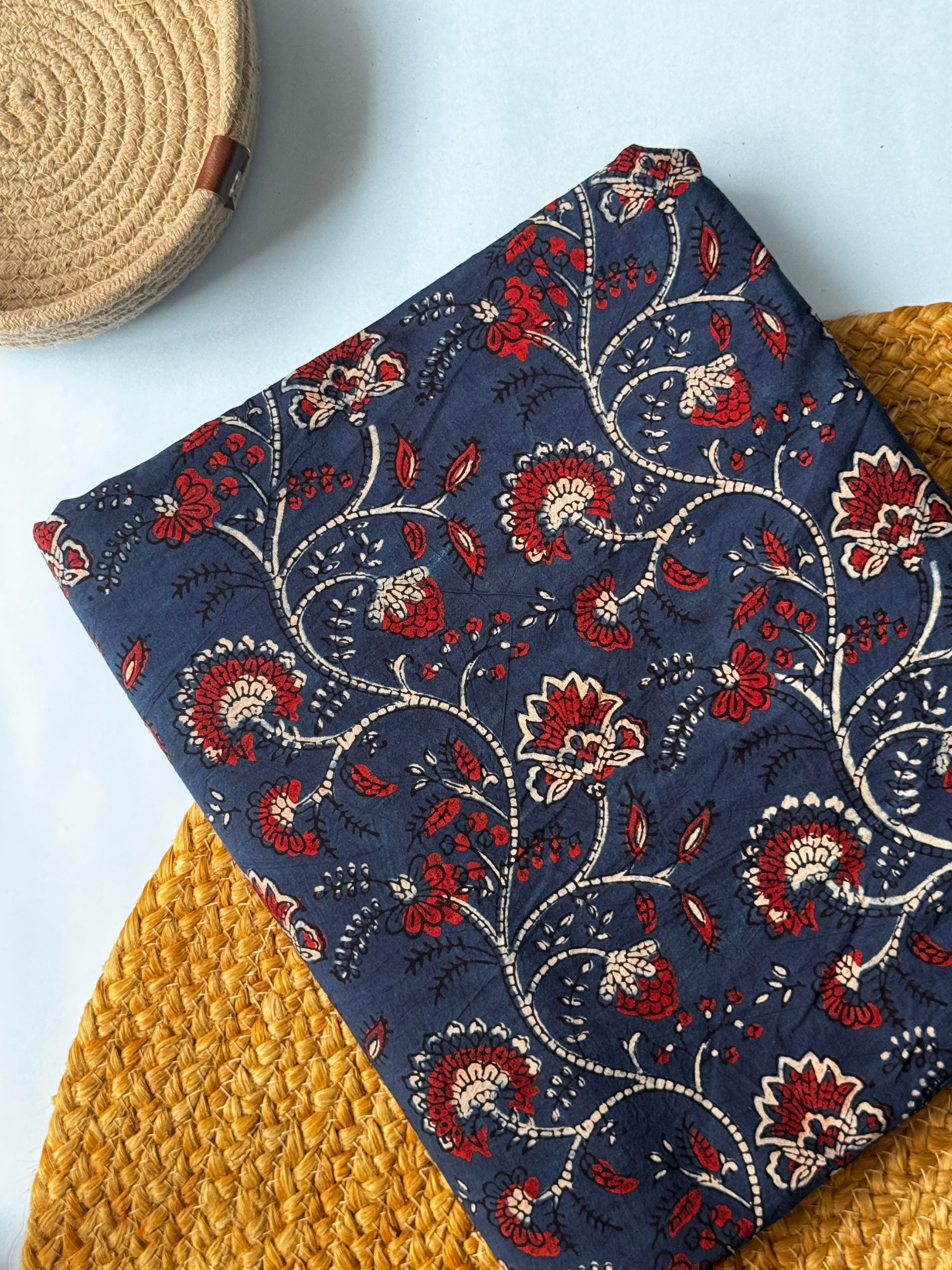 NATURAL AJRAKH HANDBLOCK COTTON FABRIC