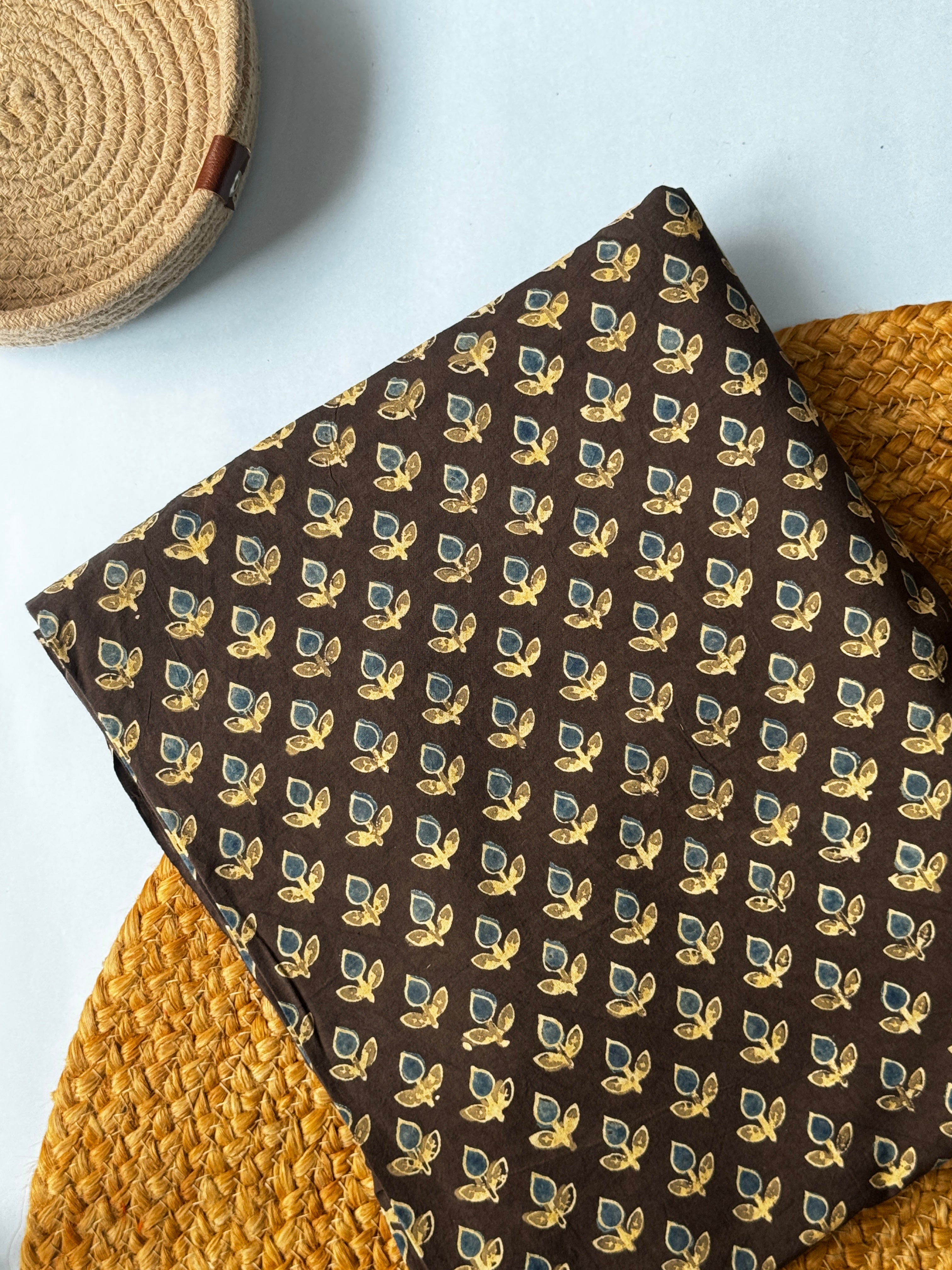 NATURAL AJRAKH HANDBLOCK COTTON FABRIC