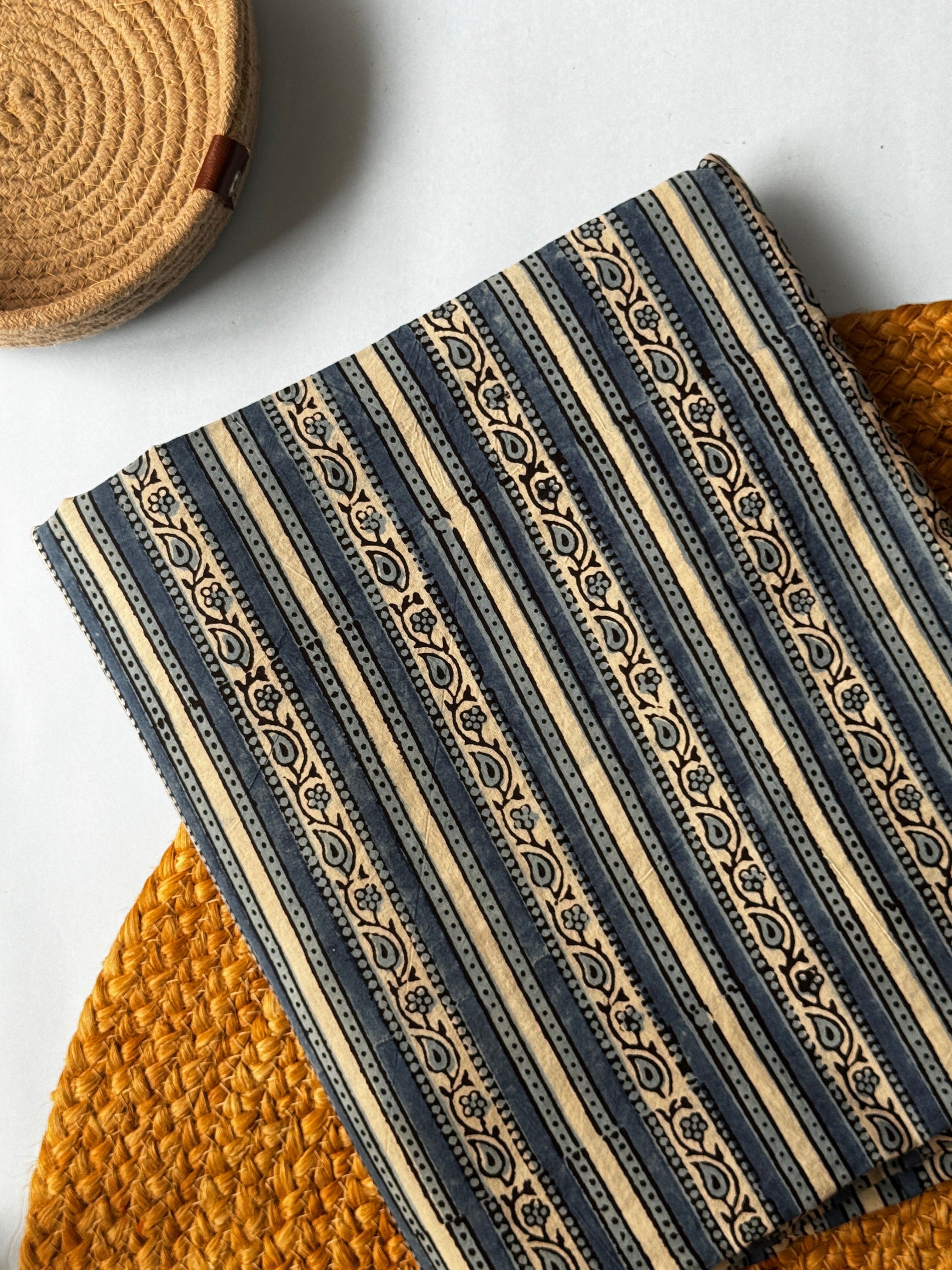 NATURAL AJRAKH HANDBLOCK COTTON FABRIC