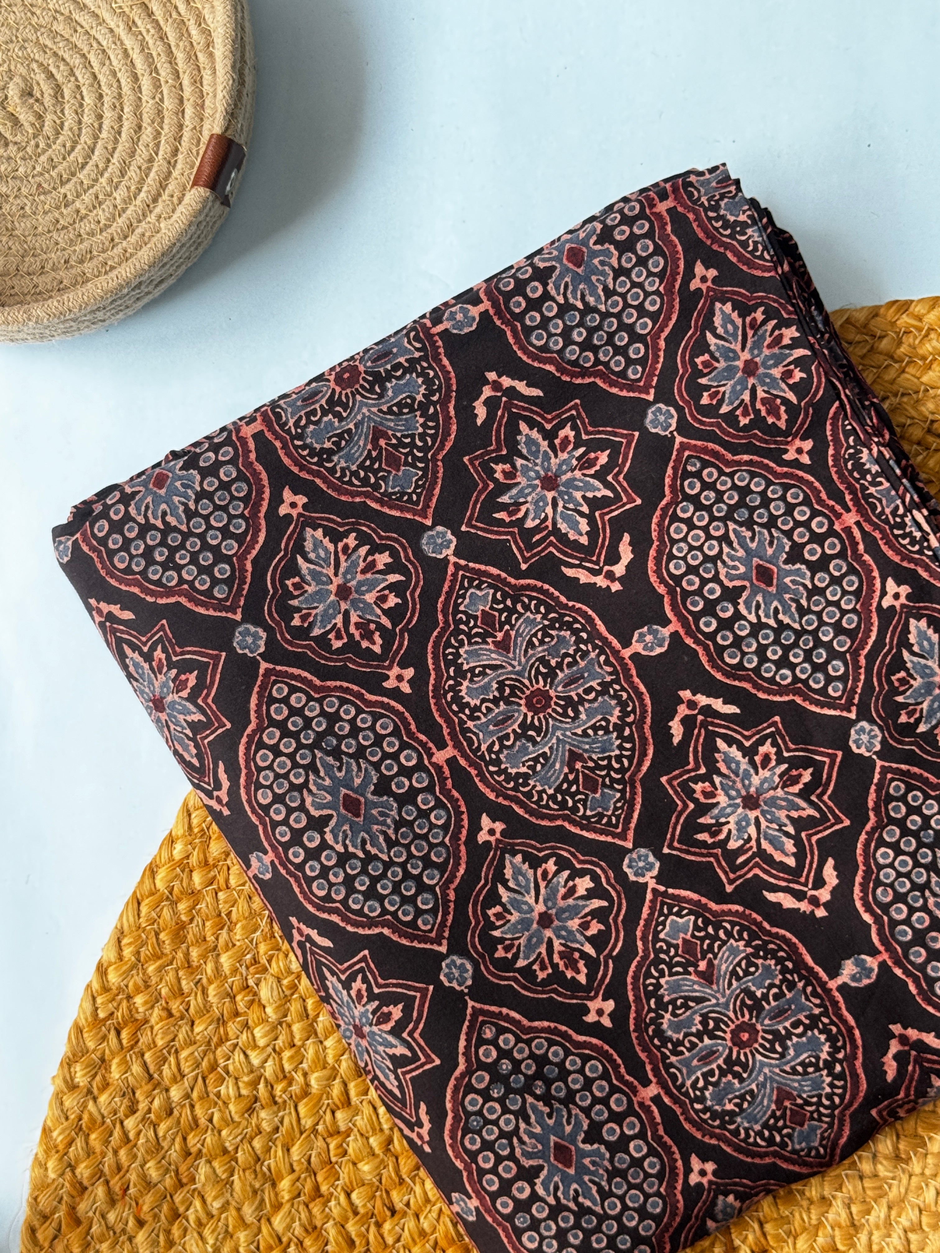 NATURAL AJRAKH HANDBLOCK COTTON FABRIC