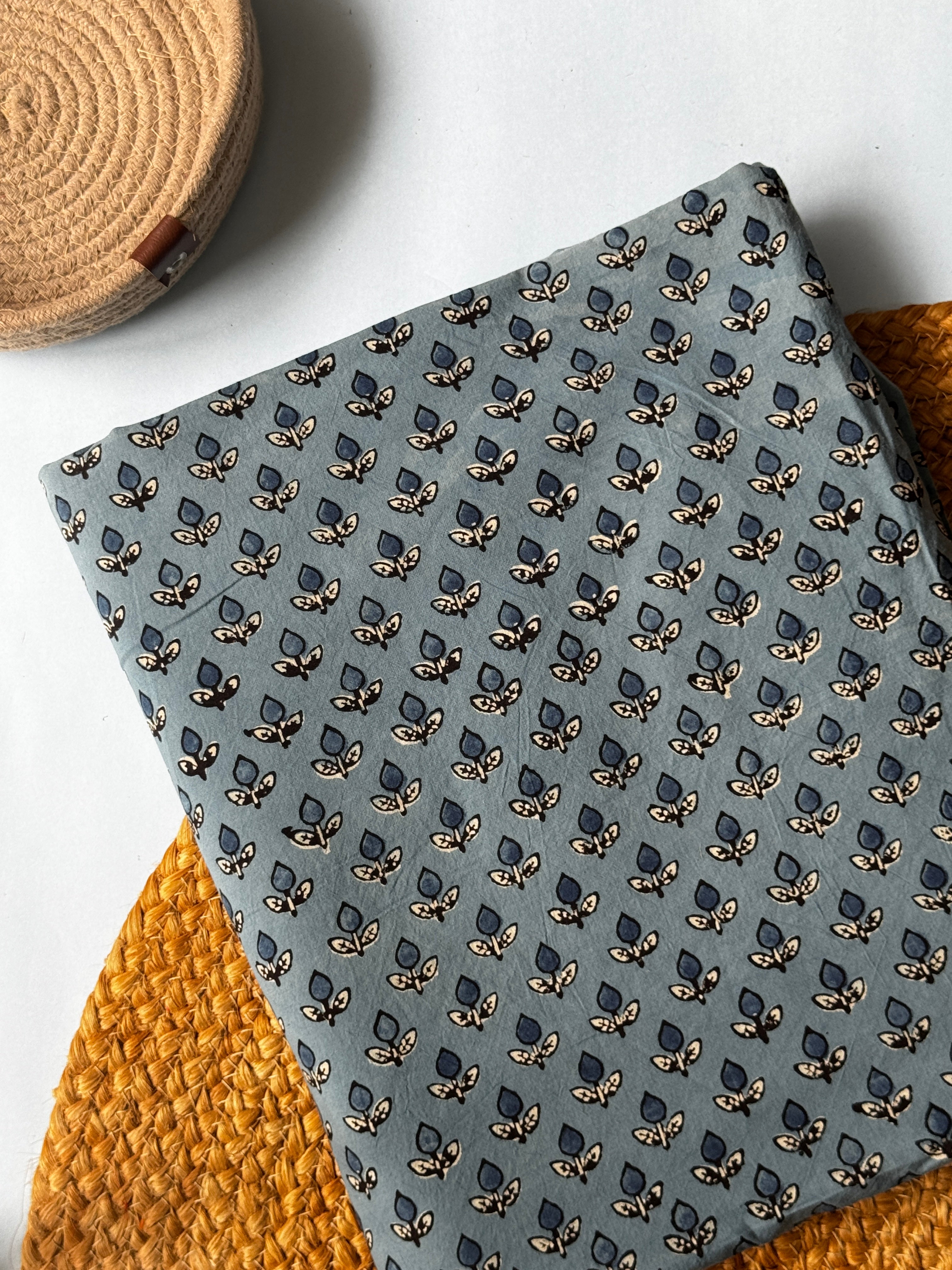 NATURAL AJRAKH HANDBLOCK COTTON FABRIC