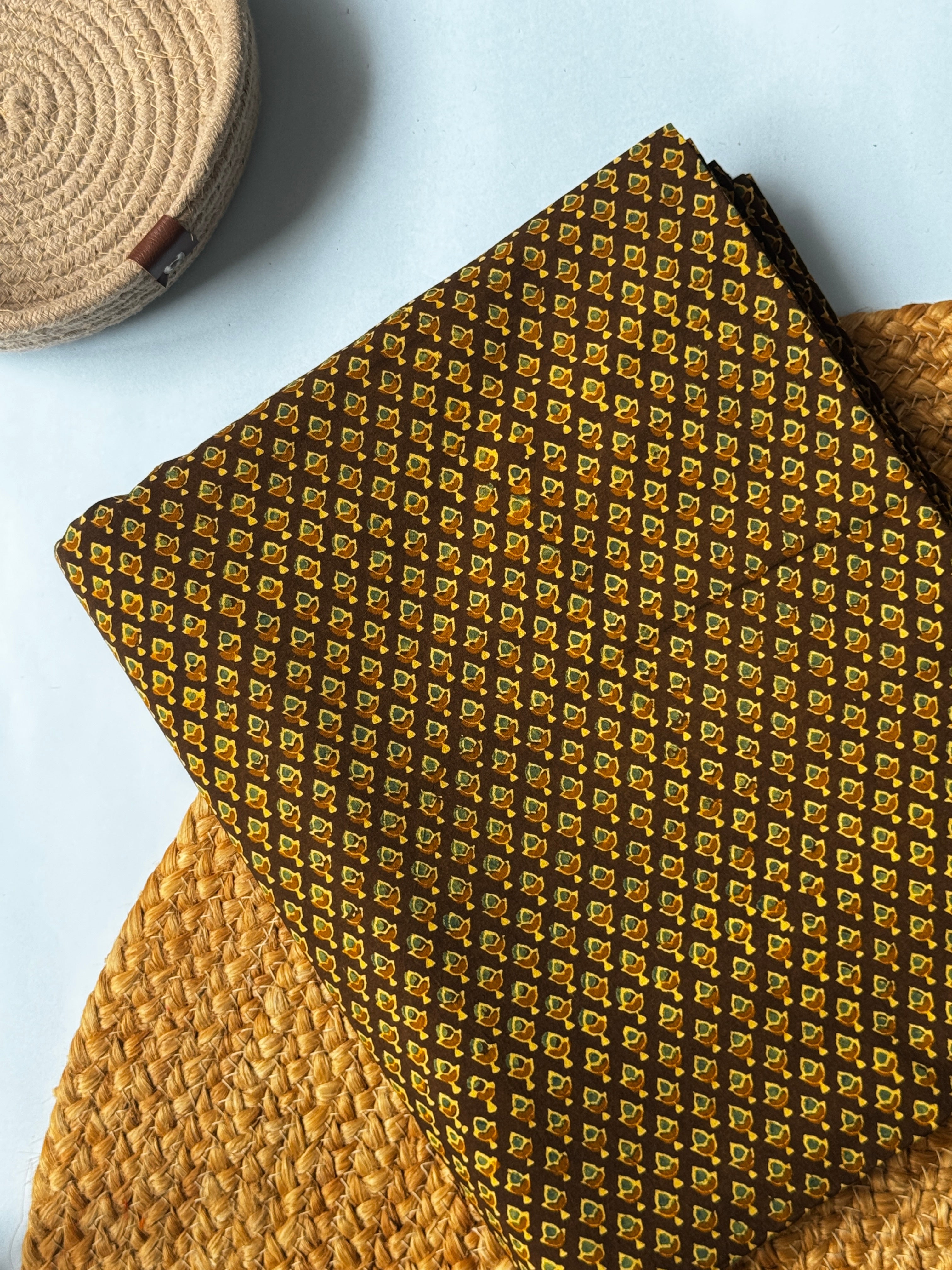 NATURAL AJRAKH HANDBLOCK COTTON FABRIC