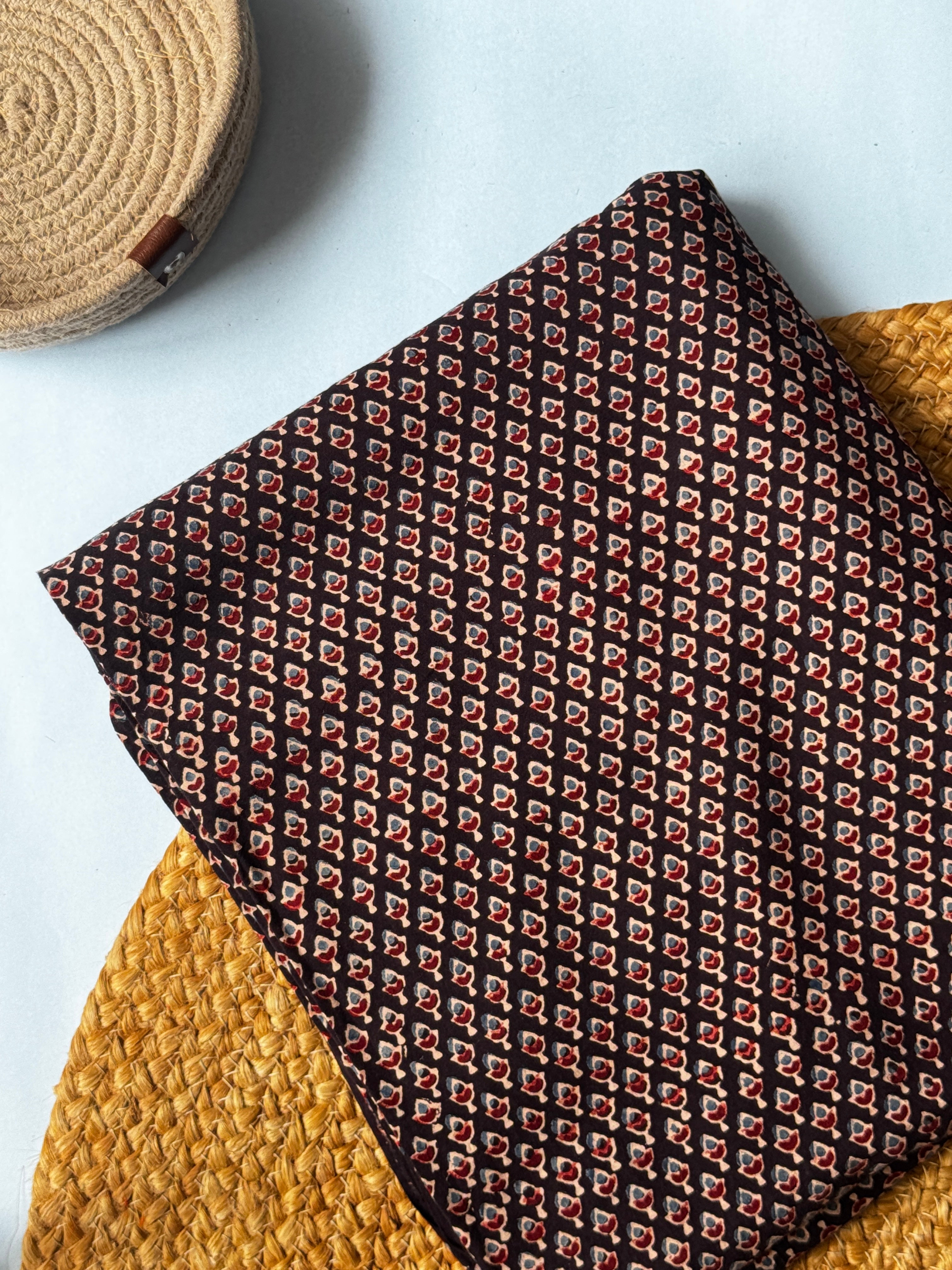 NATURAL AJRAKH HANDBLOCK COTTON FABRIC