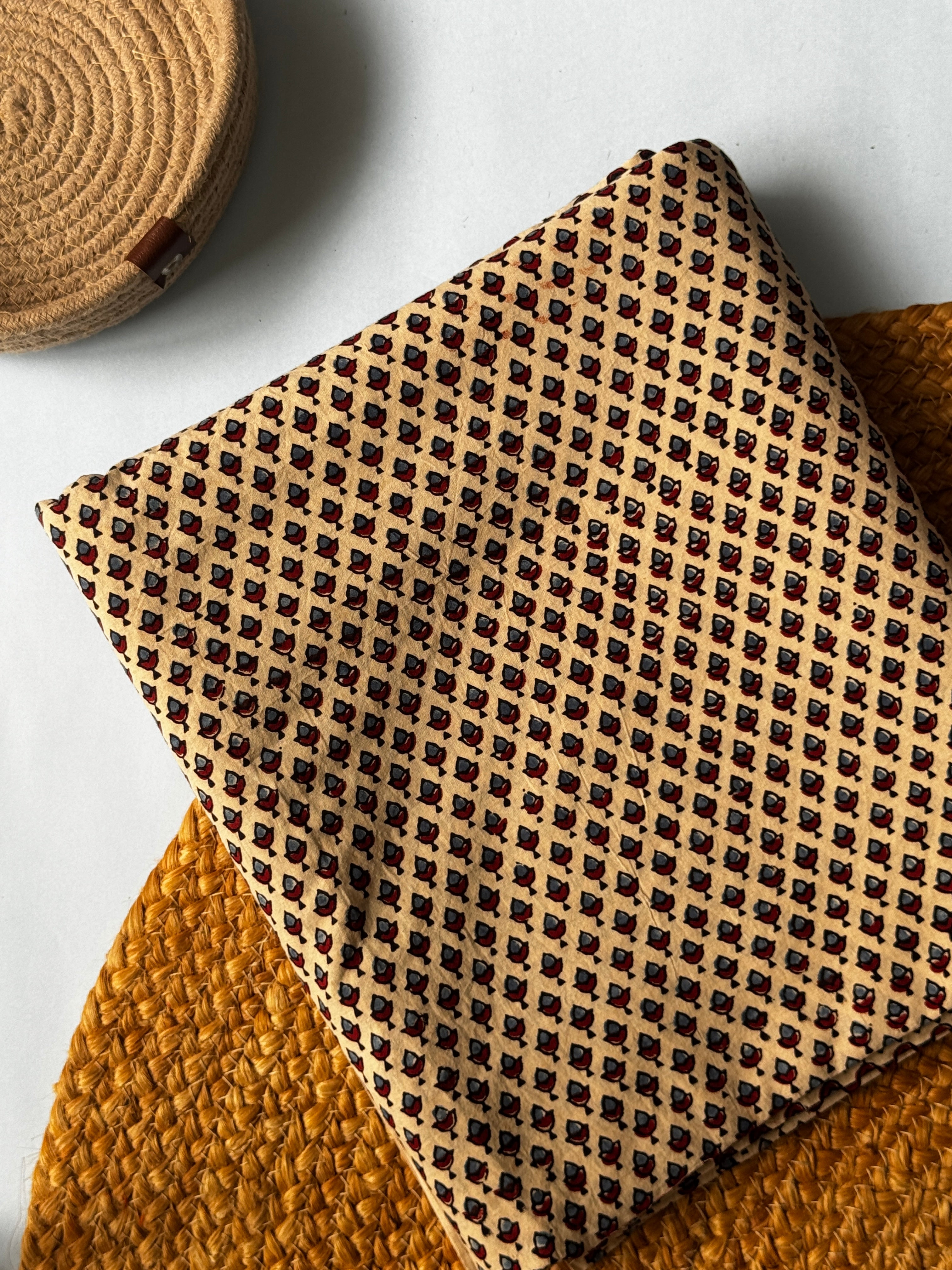 NATURAL AJRAKH HANDBLOCK COTTON FABRIC