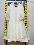 WHITE ORGANZA SILK FULL SLEEVE DRESS HANDMADEAHOLIC BY MISHKA