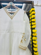 WHITE ORGANZA SILK FULL SLEEVE DRESS HANDMADEAHOLIC BY MISHKA