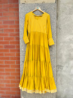 YELLOW COLOR CHINON FABRIC WITH GOTA LACE FULL SLEEVE GOWN HANDMADEAHOLIC BY MISHKA