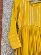 YELLOW COLOR CHINON FABRIC WITH GOTA LACE FULL SLEEVE GOWN HANDMADEAHOLIC BY MISHKA