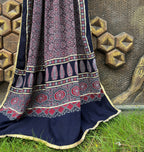 BLUE AJRAKH DUPATTA HANDMADEAHOLIC BY MISHKA
