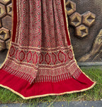 RED AJRAKH DUPATTA HANDMADEAHOLIC BY MISHKA