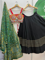 BLACK AND RED, GREEN BANDHANI CHANIYA CHOLI HANDMADEAHOLIC BY MISHKA