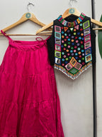 BLACK AND RANI PINK KIDS CHOLI HANDMADEAHOLIC BY MISHKA