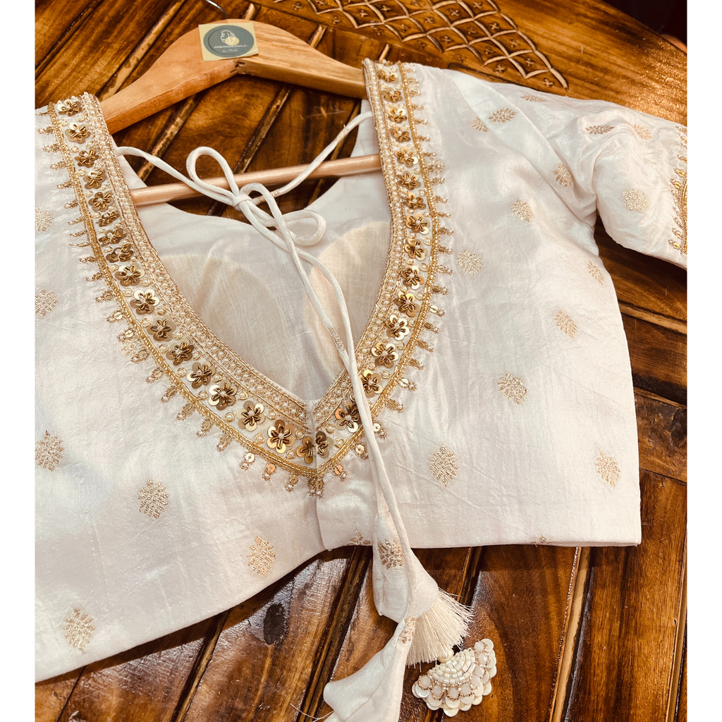 BANARASI HANDWORK 0FF WHITE BLOUSE