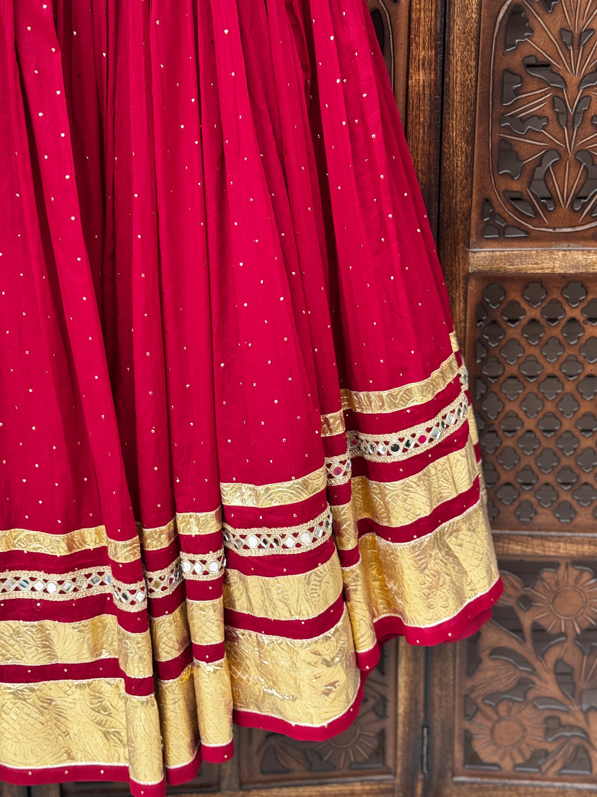 Maroon Badla Skirt Raas'26