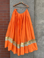 MULMUL COTTON ORANGE SKIRT WITH BROAD LACE HANDMADEAHOLIC BY MISHKA