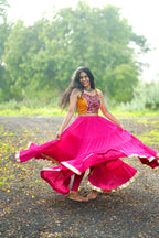 RANI PINK AND MUSTARD CHANIYA CHOLI HANDMADEAHOLIC BY MISHKA