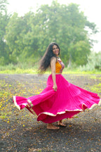 RANI PINK AND MUSTARD CHANIYA CHOLI HANDMADEAHOLIC BY MISHKA