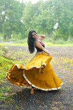 MUSTARD  AND BLACK CHANIYA CHOLI HANDMADEAHOLIC BY MISHKA