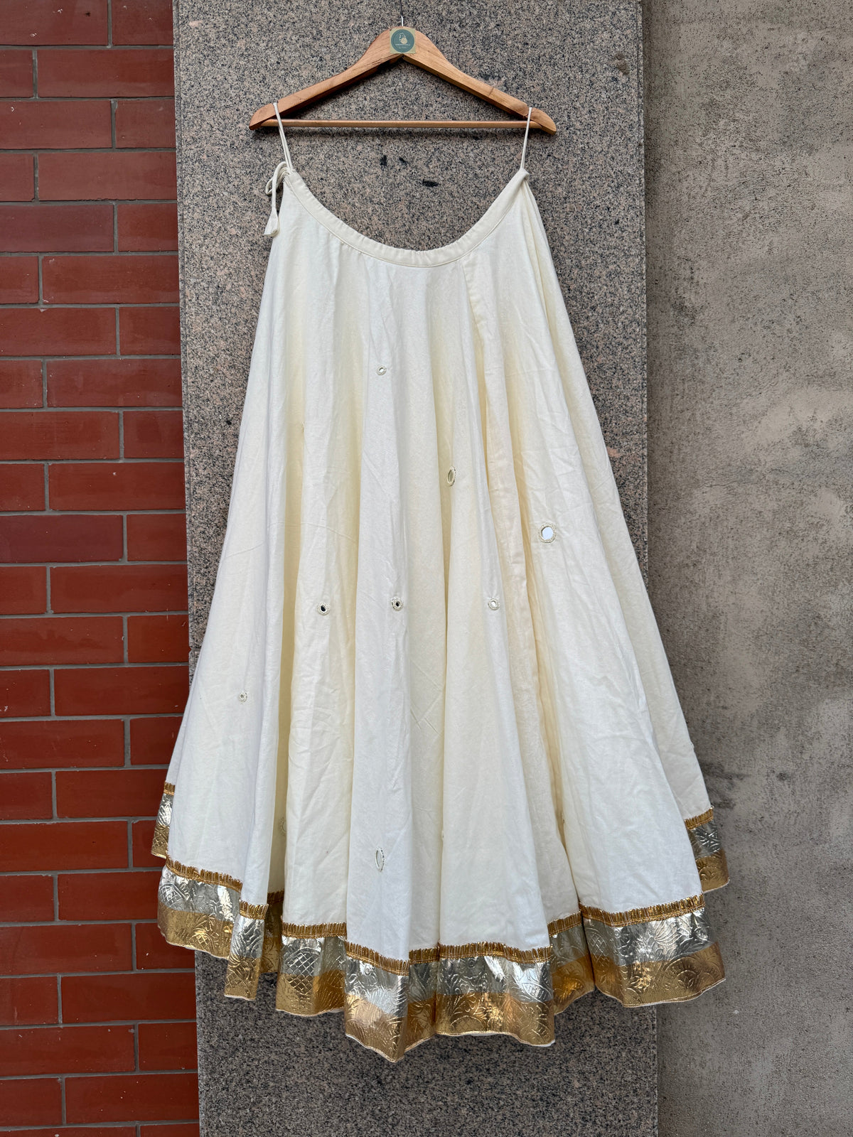 OFF WHITE UMBRELLA MIRROR WORK LAMPI SKIRT HANDMADEAHOLIC BY MISHKA