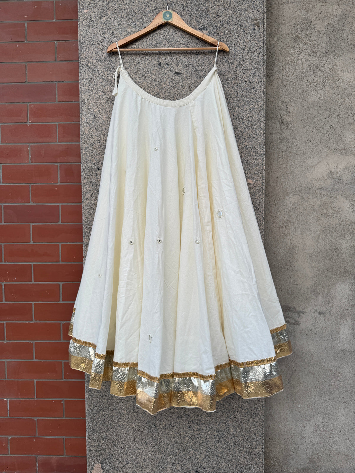 OFF WHITE UMBRELLA MIRROR WORK LAMPI SKIRT HANDMADEAHOLIC BY MISHKA