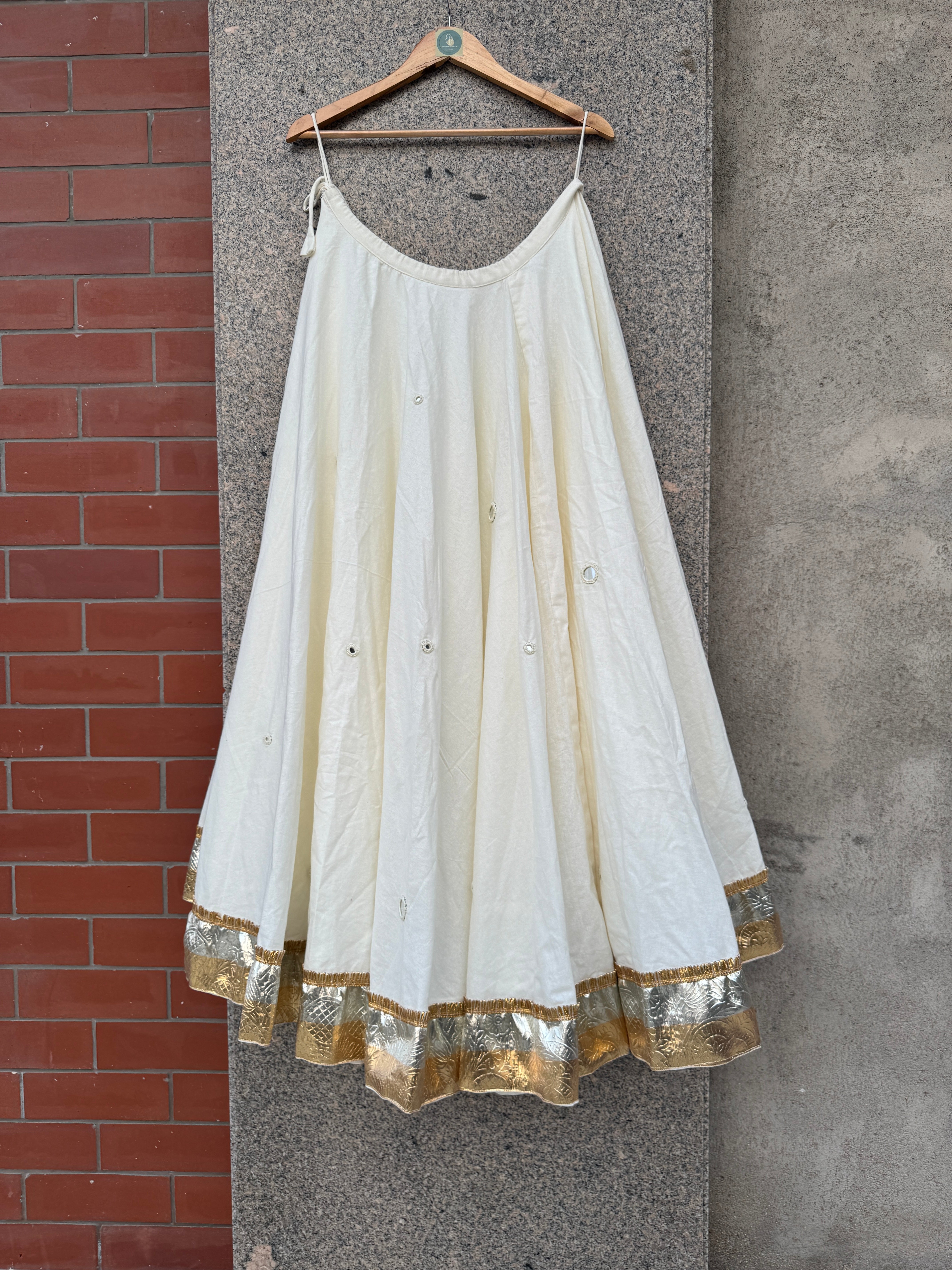 OFF WHITE UMBRELLA MIRROR WORK LAMPI SKIRT HANDMADEAHOLIC BY MISHKA