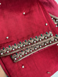 MARRON HANDWORK  ROUND V-NECK BLOUSE HANDMADEAHOLIC BY MISHKA